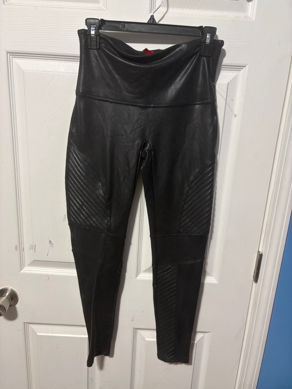 SPANX Black Shiny Faux Leather High-Waist Leggings